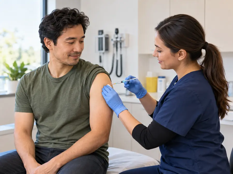 Nurse providing a routine vaccination